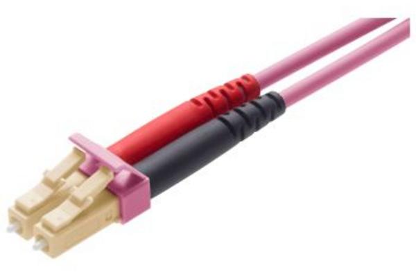 Jarretière opt. MM 50/125 OM4 LC/LC duplex zip, Grade B, magenta, 2x4,2 mm², 1 m