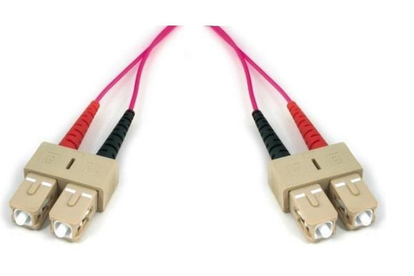 Jarretière opt. multimode 50/125 OM4 SCUPC/SCUPC duplex zip, std, magenta, 1 m