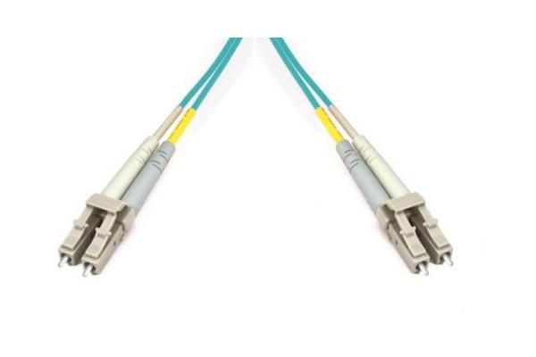 Jarretière optique multimode 50/125 OM3 LCUPC/LCUPC duplex zip, std, aqua, 1 m