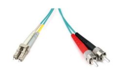 Jarretière optique multimode 50/125 OM3 LCUPC/STUPC duplex zip, std, aqua, 1 m