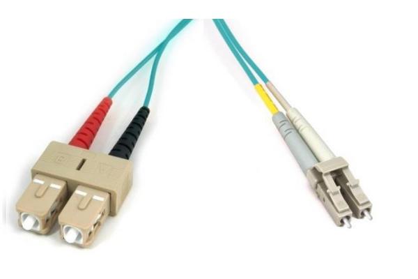 Jarretière optique multimode 50/125 OM3 SCUPC/LCUPC duplex zip, std, aqua, 10 m