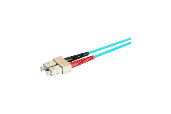 Jarretière optique multimode 50/125 OM4 LC/SC duplex zip, Grade B, aqua, 1 m