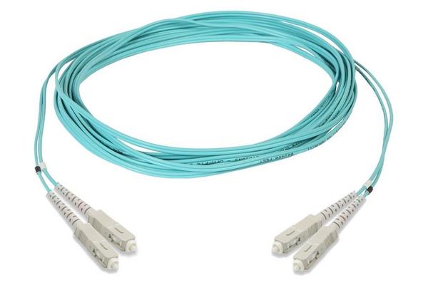 Jarretière optique multimode 50/125 OM4 SCUPC/SCUPC duplex zip, std, aqua, 1 m