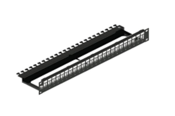 Panneau de brassage Leviton 1U vide avec support arrière, noir