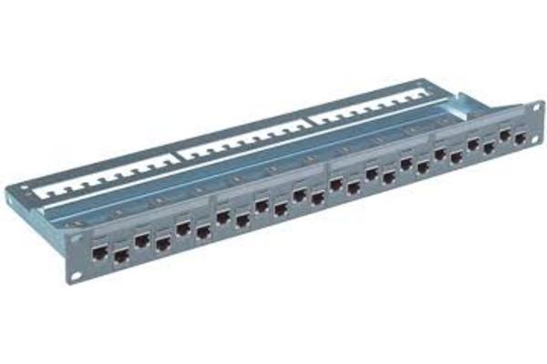 Panneau de brassage ST 1U avec support arrière, gris, Cat6 Real10