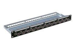 Panneau de brassage ST 1U avec support arrière, noir, Cat6A ISO Adv