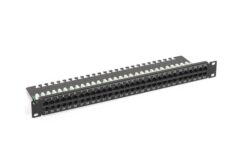 Panneau téléphonique 1U avec support arrière, noir, 60 ports câblés