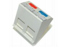 Plastron Netconnect double 45x45 sortie inclinée à volet, blanc