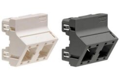 Plastron double 45x45 sortie droite, blanc, simple/double droit, clips 2 sens