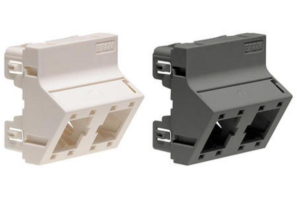 Plastron double 45x45 sortie droite, blanc, simple/double droit, clips 2 sens