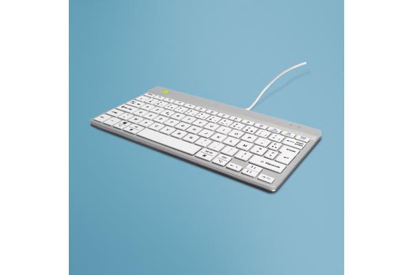 R-GO TOOLS Clavier ergonomique Compact Break, filaire blanc/argent
