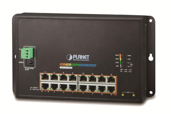 WGS-4215-16P2S - Switch indus. IP30 L2, 16 ports PoE+ Gigabit, 2 SFP
